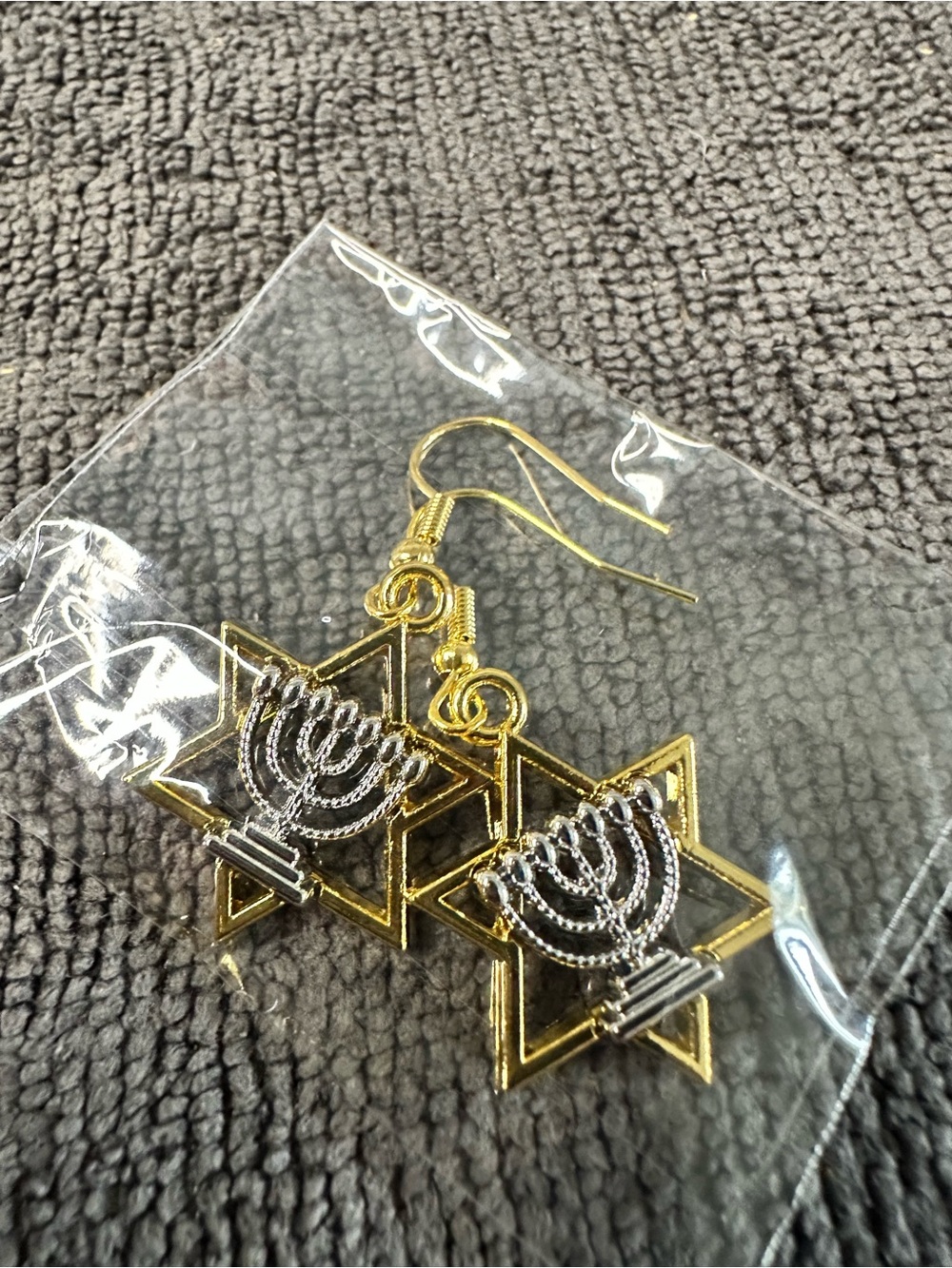 Big Star Two-Tone Star & Menorah Drop Earrings - Gold and Silver